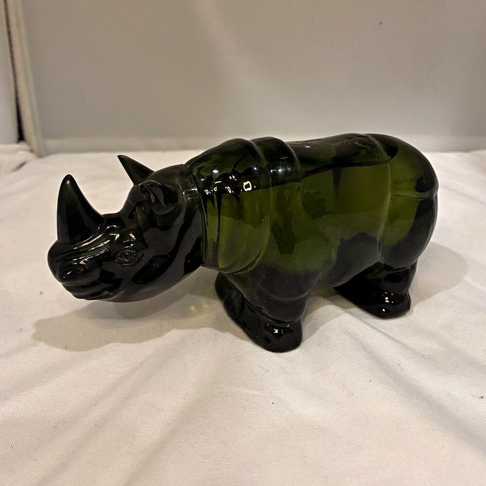 Avon Spicy After Shave Rhinoceros Glass Bottle 4 fl oz Green/Black 1972